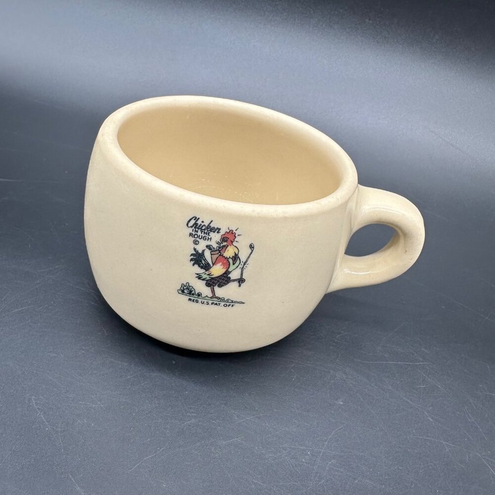 Vintage Chicken In The Rough Restaurant Ware Mug Syracuse China Coffee Cup 1940s